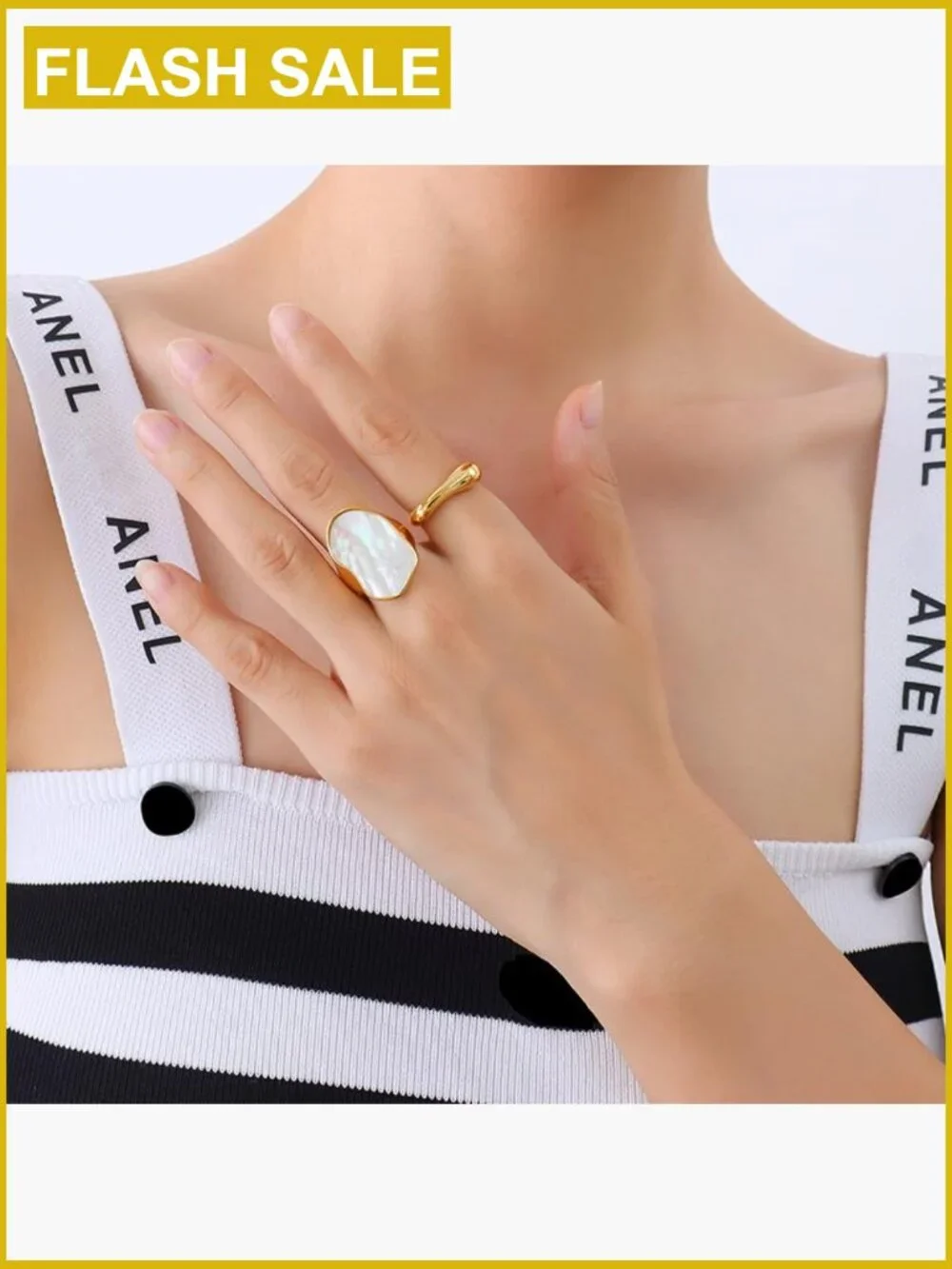 Irregular Mother of Pearl Chunky Signet Ring - Statement Ring for Women
